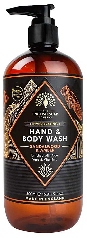 Рідке мило "Сандалове дерево й амбра" - The English Soap Company Radiant Collection Sandalwood & Amber Hand & Body Wash — фото N1