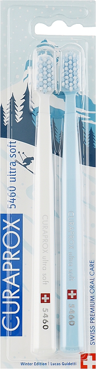 Набір зубних щіток CS 5460 "Matternhorn", ультрам'які, біла+блакитна - Curaprox — фото N1