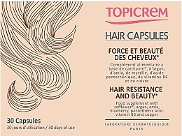 Харчова добавка для волосся "Сила та краса волосся" - Topicrem Hair Capsules — фото N1