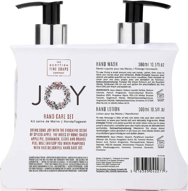 Набір - Scottish Fine Soaps Joy Spiced Apple Hand Care Set (h/wash/300ml + h/lot/300ml) — фото N2