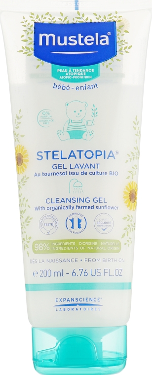 Очищающий гель для сухой и атопической кожи - Mustela Stelatopia Cleansing Gel With Sunflower