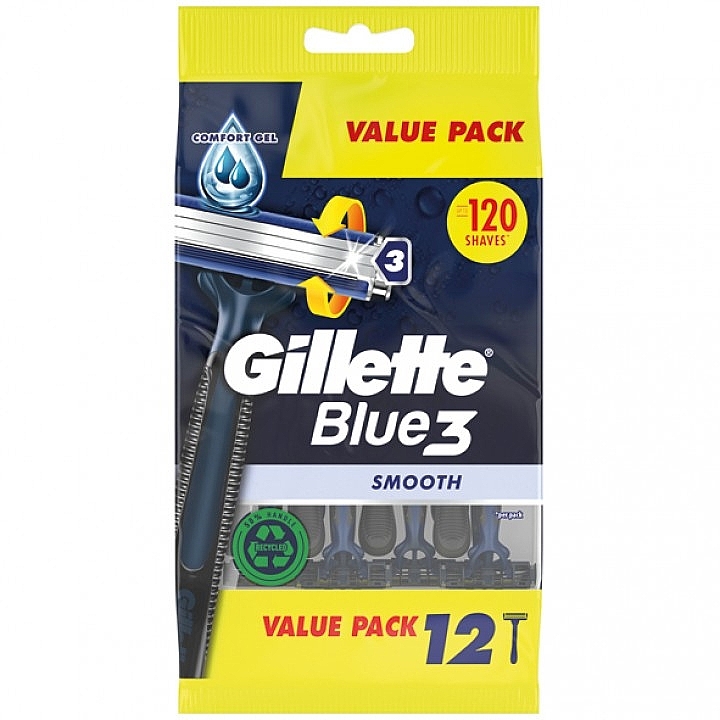 Набір одноразових станків для гоління, 12 шт. - Gillette Blue 3 Disposable Razors — фото N1