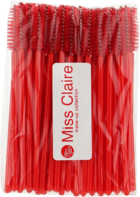 Одноразовые щеточки для ресниц и бровей, красные - Miss Claire — фото N1