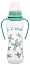 Бутылочка для кормления изогнута с ручками и силиконовой соской, 250 мл, зеленая - Lindo Li147 — фото N1
