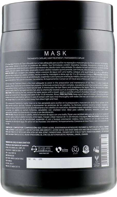 Маска "Липидный уход за волосами. Макадамия" - Inoar Macadamia Hydration Mask — фото N10