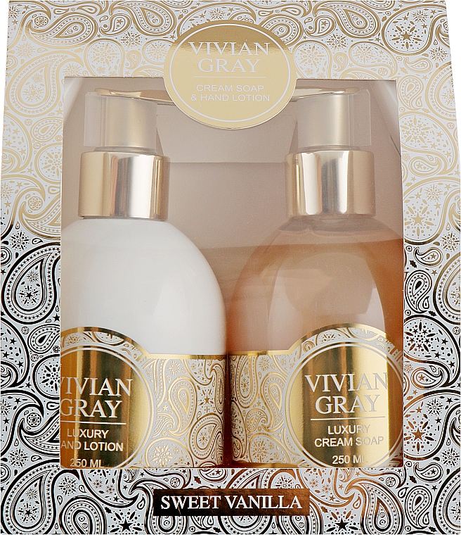 Набір "Sweet Vanilla" - Vivian Gray Romance Luxury Beauty Set (h/lot/250ml + cr/soap/250ml) — фото N1
