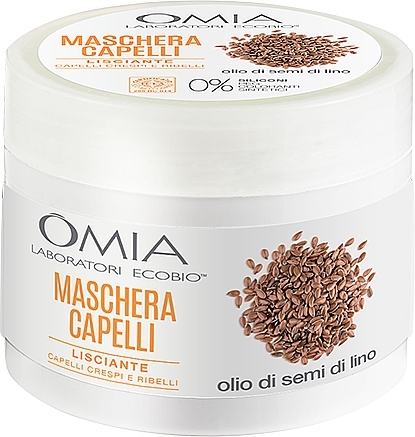 Маска для волосся "Лляна олія" - Omia Laboratori Ecobio Linseed Oil Hair Mask — фото N1