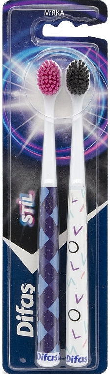 Набор зубных щеток "Soft", ромб + светлая любовь - Difas Stil  — фото N1