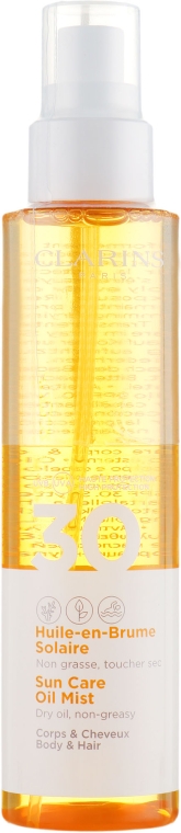 Солнцезащитное масло-спрей для тела и волос - Clarins Huile-en-Brume Solaire SPF 30 — фото N2