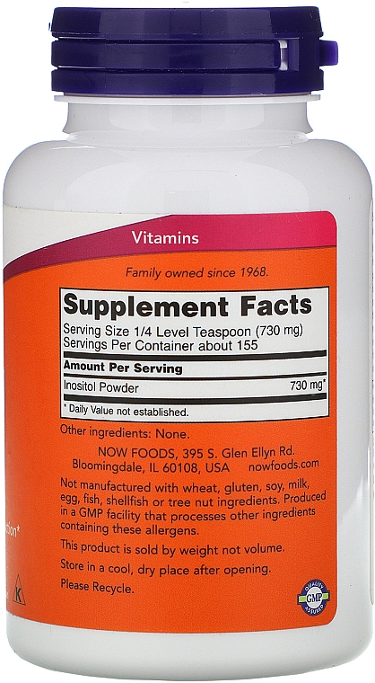 Витамины "Инозитол", порошок - Now Foods Inositol Powder — фото N3