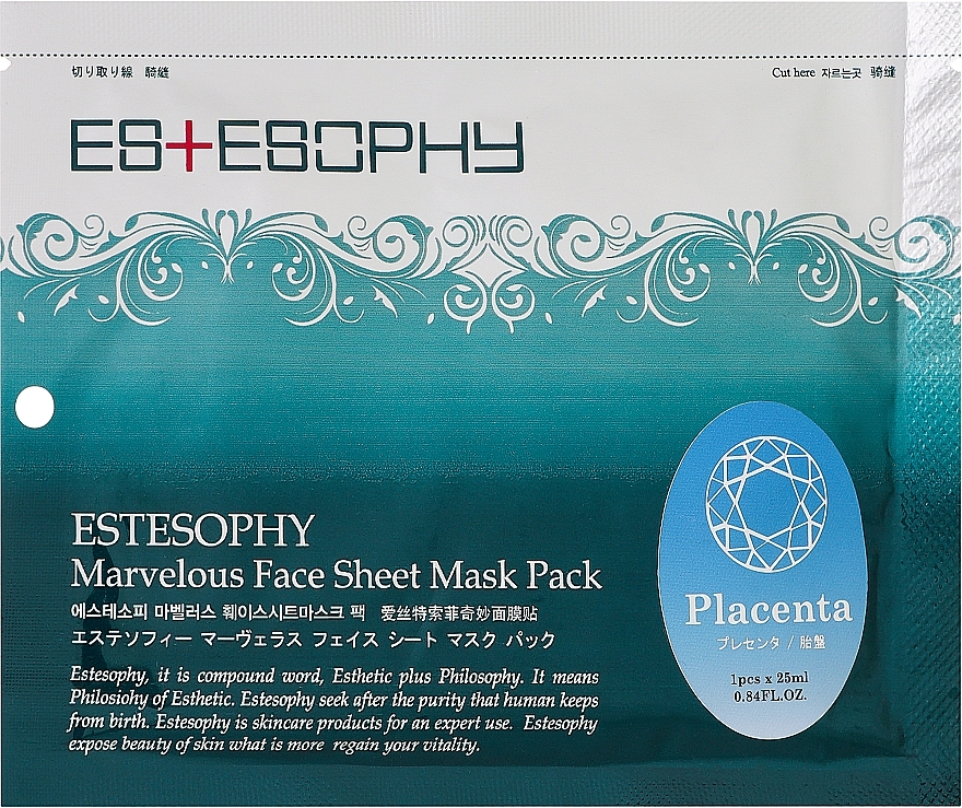 Тканинна маска для обличчя - Estesophy Marvelous Sheet Placenta Mask — фото N1