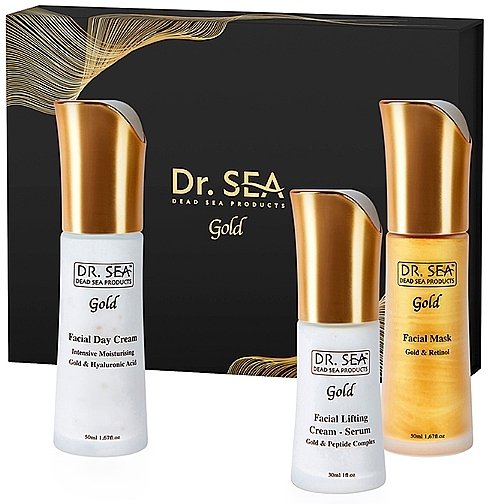 Набір - Dr.Sea Gift Gold Box Skin Lifting & Recovery (d/cr/50ml + mask/50ml + ser/30ml) — фото N1