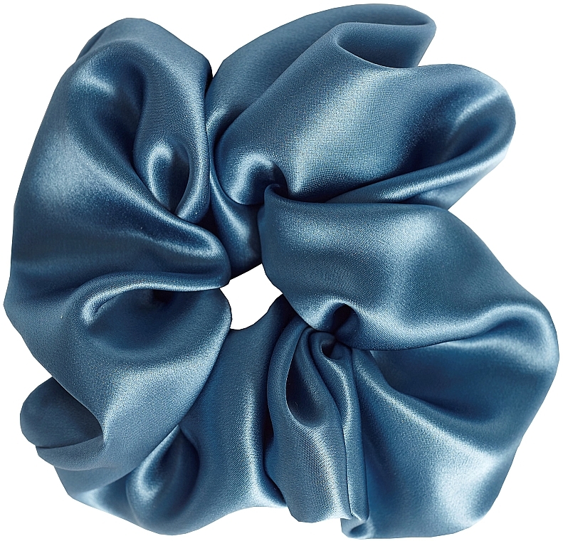 Резинка для волосся з натурального шовку, пишна, світло-синя - de Lure Scrunchie — фото N1