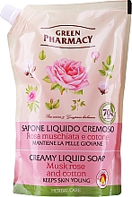 Жидкое мыло "Мускатная роза и хлопок" - Зеленая аптека (дой-пак) — фото N1