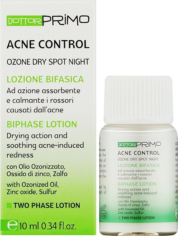 Двофазний лікувальний концентрат для локальних запалень - Dottor Primo Acne Control Ozone Dry Spot Night — фото N2