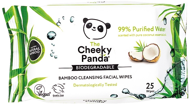 Салфетки для снятия макияжа "Кокос" - The Cheeky Panda Bamboo Cleansing Facial Wipes — фото N1