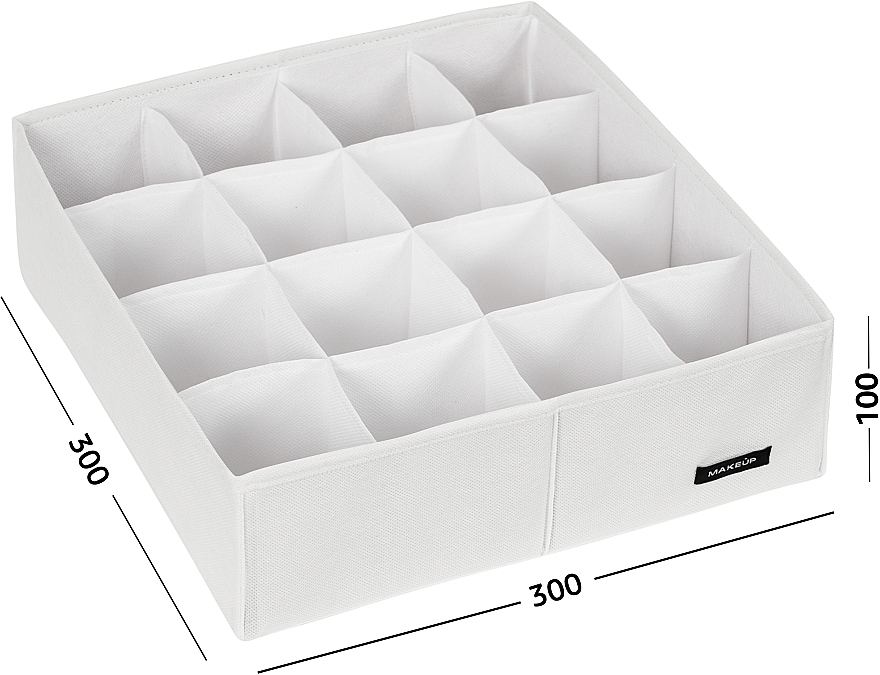 Органайзер для зберігання з 16 комірками, білий 30х30х10 см "Home" - MAKEUP Drawer Underwear Organizer White — фото N2