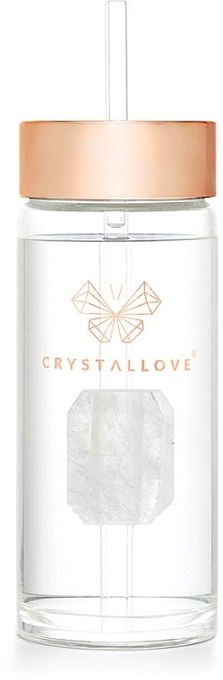 Стеклянная бутылка для воды с горным хрусталем и трубочкой, 400 мл - Crystallove Glass Water Bottle with Rock Crystal and Straw — фото N6