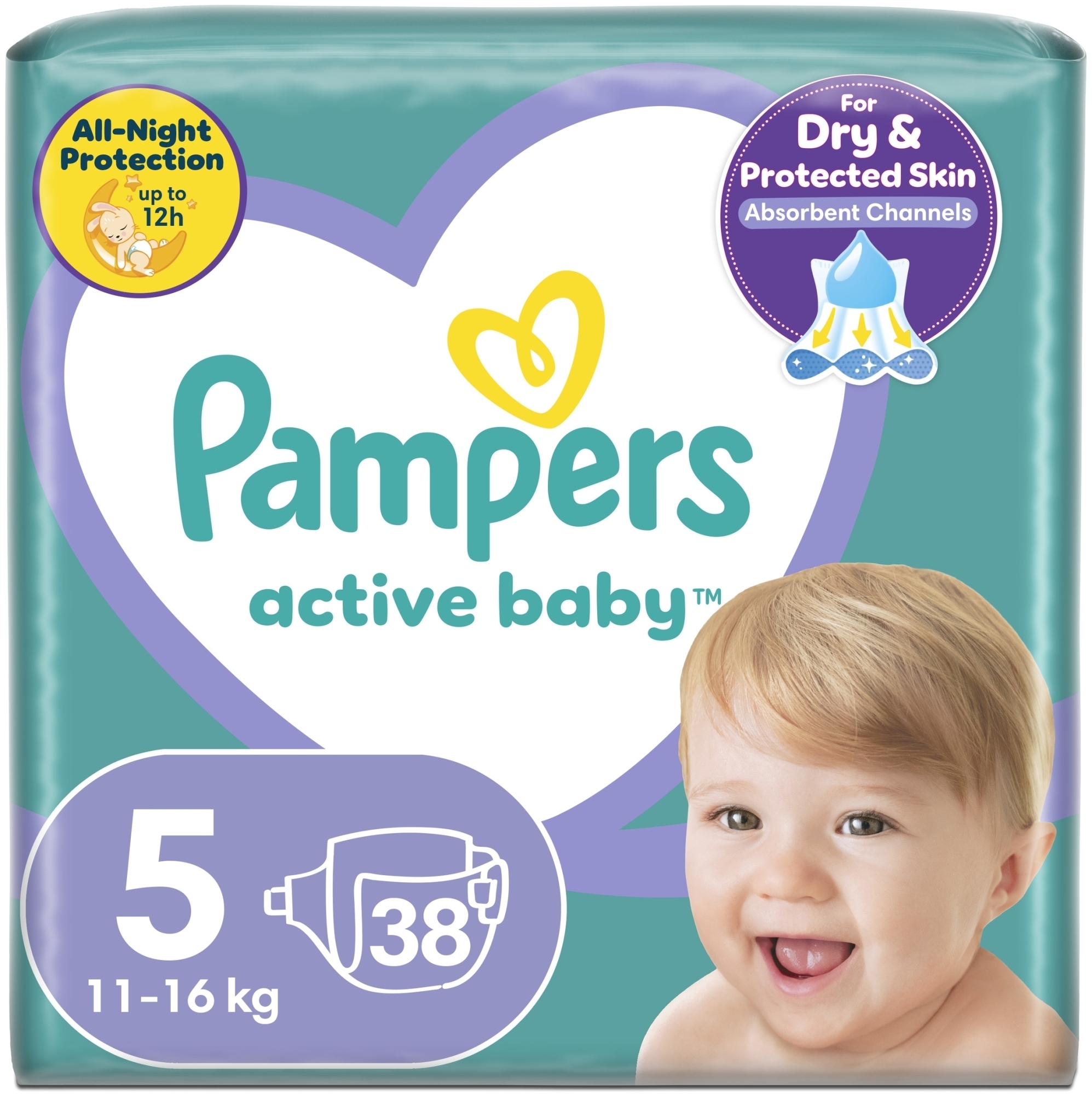 Подгузники Active Baby 5 (11-16 кг), 38 шт. - Pampers — фото 38шт