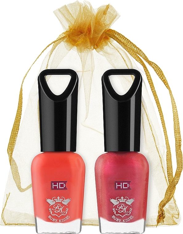 Набор лаков для ногтей "Микс", тон 16, 03 - Kiss Ruby Kisses HD (2 х n/polish/8ml) — фото N1