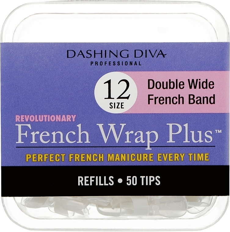 Тіпси широкі - Dashing Diva French Wrap Plus Double Wide White 50 Tips (Size - 12) — фото N1