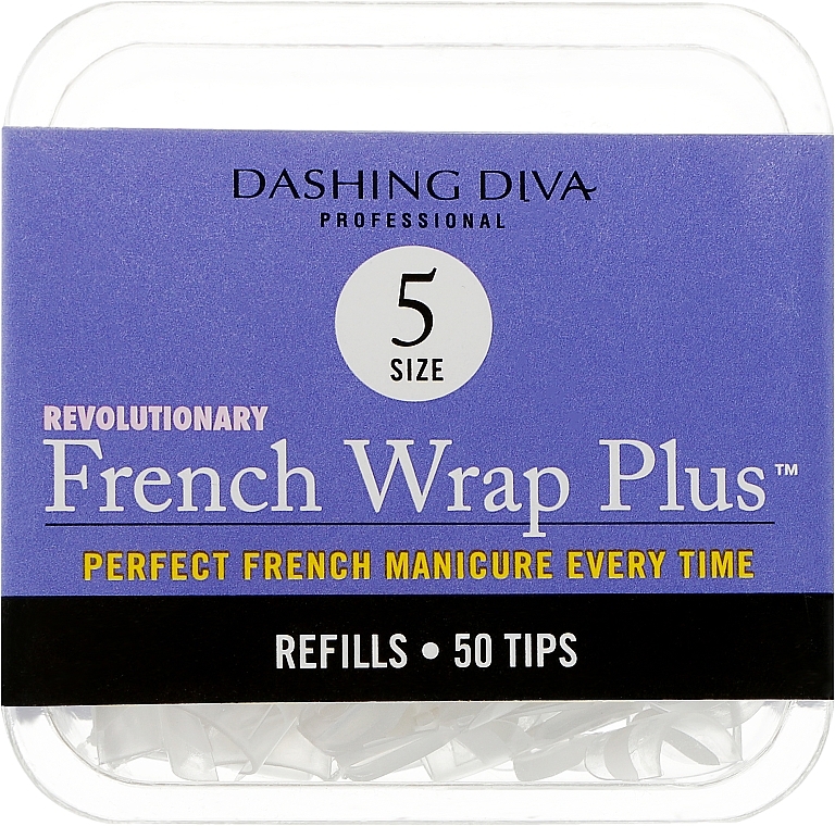 Тіпси вузькі - Dashing Diva French Wrap Plus White 50 Tips (Size - 5) — фото N1