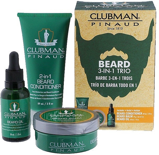 Набір для догляду за бородою - Clubman Pinaud 3 Beard Pack (cond/89ml + oil/30ml + balm/59g) — фото N1