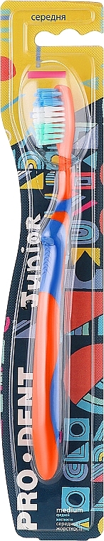 Зубна щітка "Junior", середньої жорсткості, синьо-помаранчева - Pro Dent — фото N1