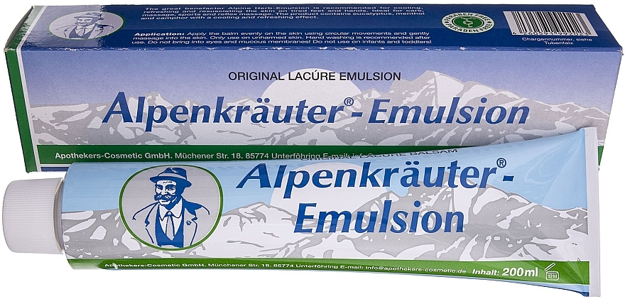 Альпійська трав'яна охолоджувальна мазь для зняття болю у м'язах і суглобах - Alpenkrauter Lacure Original Emusion — фото N1