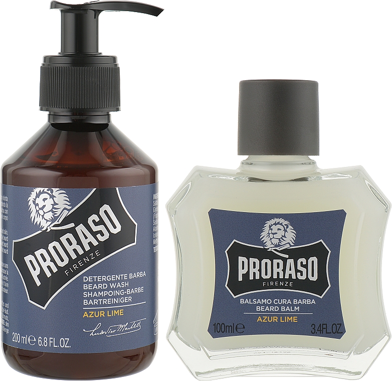 Набір для догляду за бородою - Proraso Azur Lime (shm/200ml + balm/100ml) — фото N2