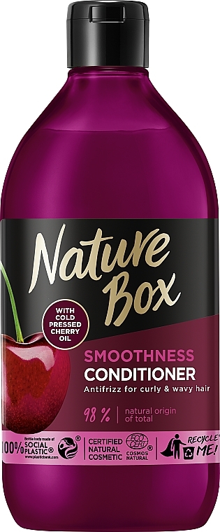 Разглаживающий кондиционер для непослушных и волнистых волос - Nature Box Cherry Oil Smoothness Conditioner