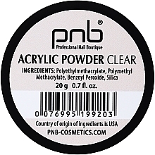 Духи, Парфюмерия, косметика Акриловая пудра прозрачная - PNB Acrylic Powder Clear