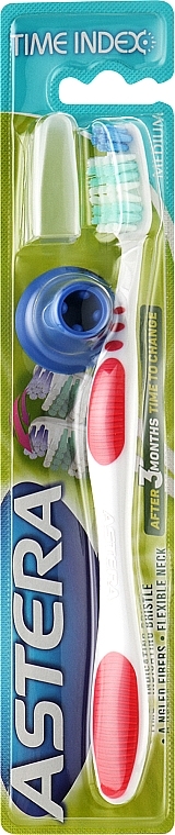 Зубная щетка c индикатором времени, бело-красная - Astera Time Index Toothbrush — фото N1