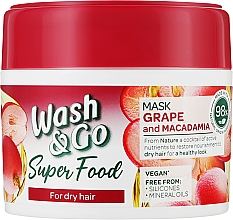 Парфумерія, косметика Маска для сухого волосся з виноградом і макадамією - Wash&Go Super Food Mask