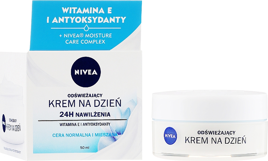 Освежающий крем для лица с витамином Е для нормальной и комбинированной кожи - NIVEA Moisture Care Complex Day Cream SPF 15 — фото N1