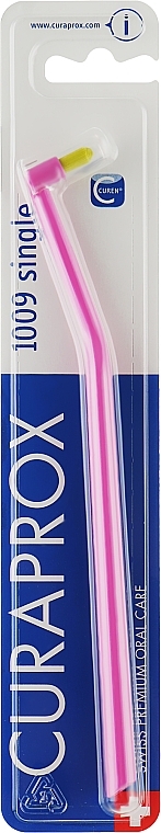 Монопучкова зубна щітка "Single CS 1009", рожево-жовта - Curaprox — фото N1