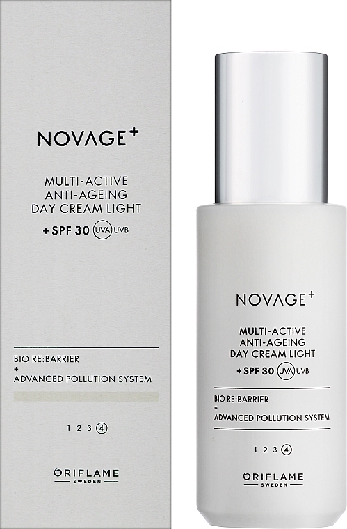 Легкий мультиактивний денний крем для обличчя SPF30 - Oriflame Novage+ Multi-Active Anti-Ageing Day Cream Light — фото N2