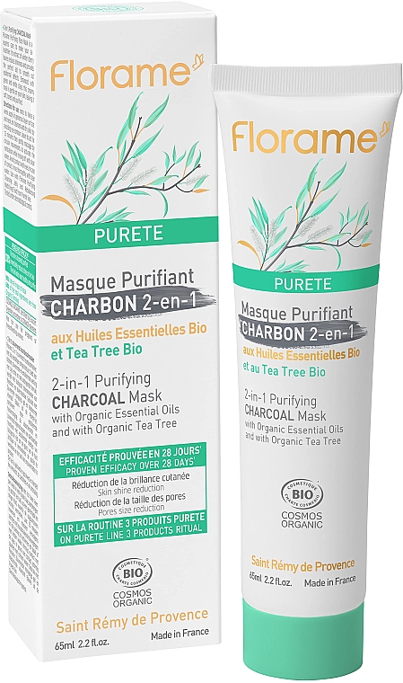 Очищувальна маска для обличчя 2 в 1 - Florame Purete 2-in-1 Purifying Charcoal Mask — фото N1