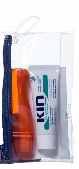 Набір - Kin Travel Kit Orange Brush (toothpaste/25ml + toothbrush/1pcs + bag) — фото N1