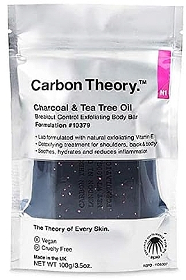 Відлущувальне мило для тіла з олією чайного дерева - Carbon Theory Charcoal & Tea Tree Oil Exfoliating Body Soap Bar