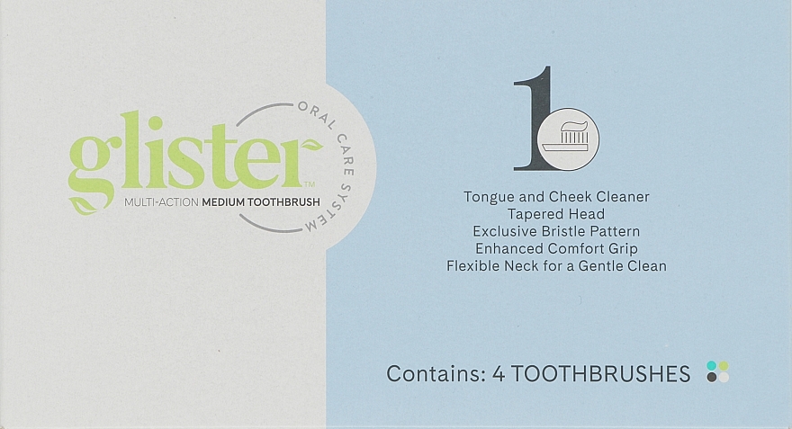 Зубные щетки для взрослых, средняя жесткость, 4 шт - Amway Glister — фото N1