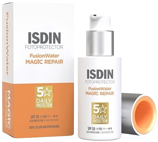 Сонцезахисний крем для обличчя - Isdin Photoprotector Fusion Water Magic Repair SPF 50 — фото N1