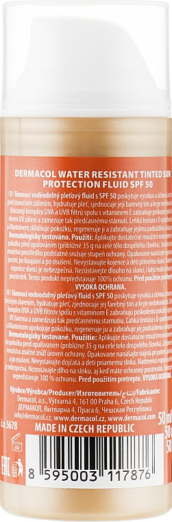 Водостойкий солнцезащитный тонирующий флюид - Dermacol Sun Tinted Water Resistant Fluid SPF50 — фото N2