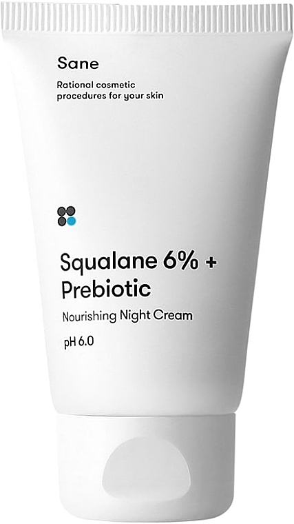 Нічний крем для обличчя з пребіотиком і скваланом - Sane Squalane 6% + Prebiotic Nourishing Night Cream pH 6.0