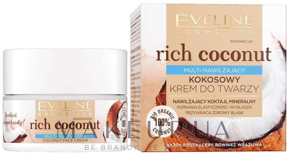 Зволожувальний крем для обличчя з кокосом - Eveline Cosmetics Rich Coconut Face Cream — фото 50ml