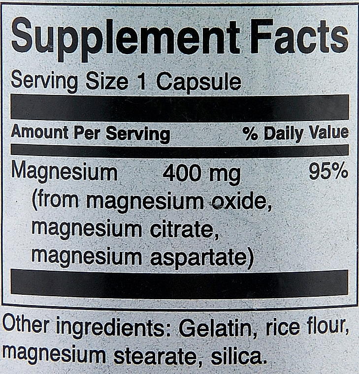Харчова добавка "Комплекс магнію", 400 мг, 100 капсул - Swanson Triple Magnesium Complex — фото N2