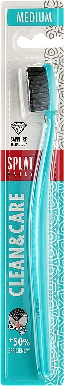 Зубная щётка средней жесткости, бирюзовая - Splat Clean & Care Daily Medium Toothbrush — фото N1