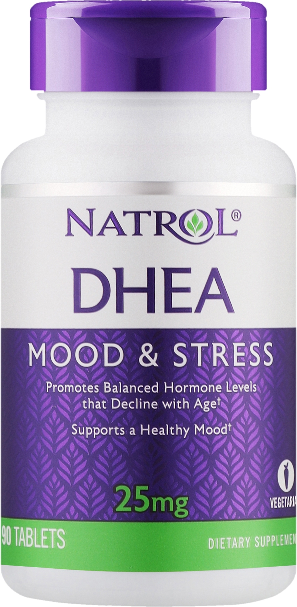 Биодобавка для улучшения настроения, 25 мг - Natrol DHEA Mood & Stress — фото 90шт