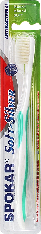Зубная щетка "Soft-Silver", мягкая, зеленая - Spokar Soft-Silver — фото N1