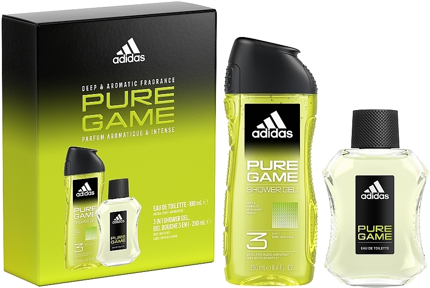 Adidas Pure Game - Набор (edt/100ml + sh/gel/250ml) — фото N1
